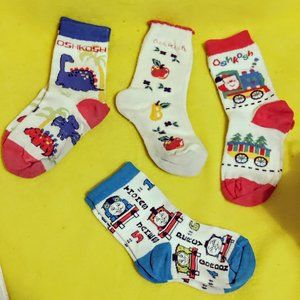 Toddler Socks Four Pair 3 Oshkosh and 1 Thomas Trains Socks